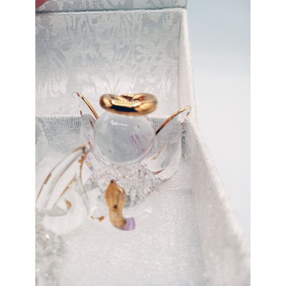 Glass Angel Figures Comfort Box White Brocade Box Tassel 4 In Holiday Religious - Picture 10 of 15